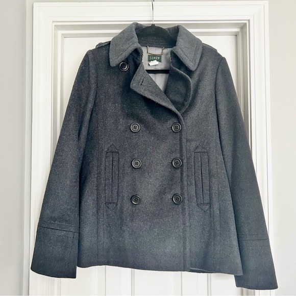 J. Crew Women's Grey 100% Wool Peacoat - Picture 1 of 5